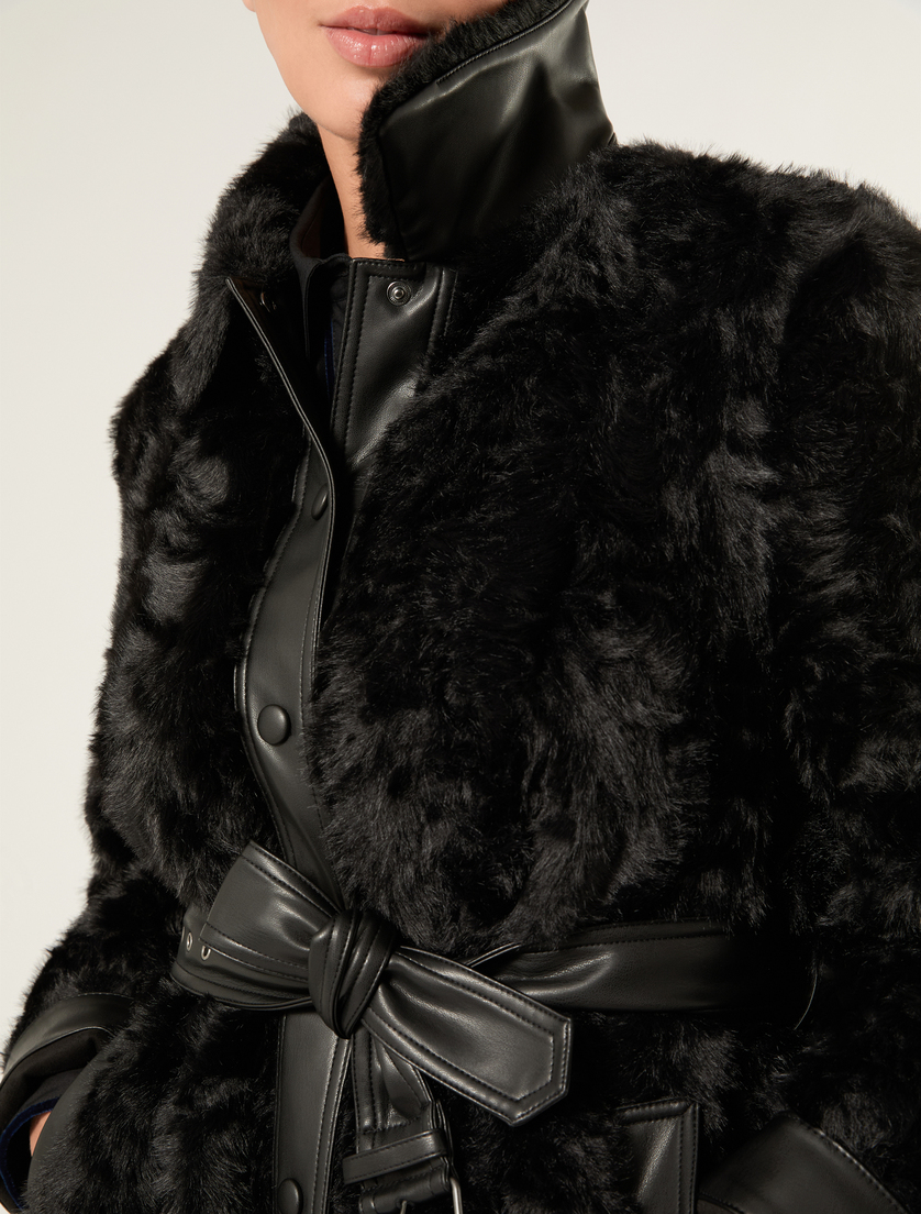Fluffy-textured heavy jacket - BLACK - Marina Rinaldi - 5