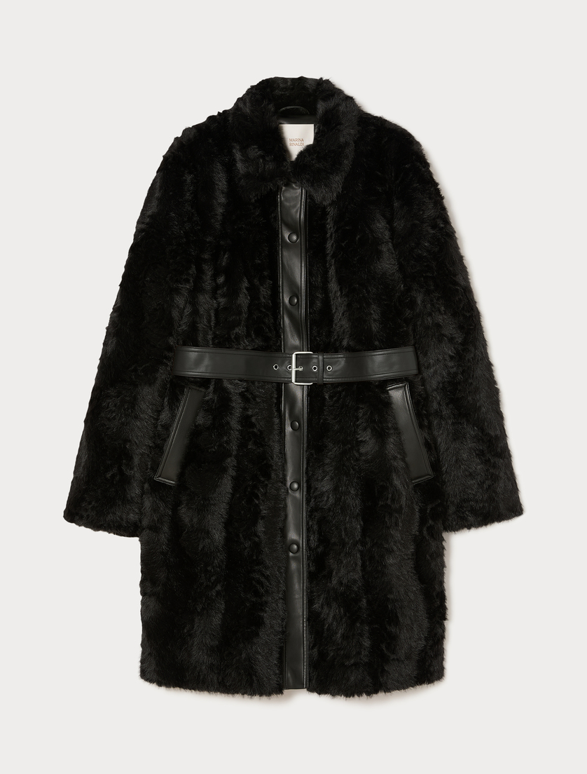 Fluffy-textured heavy jacket - BLACK - Marina Rinaldi