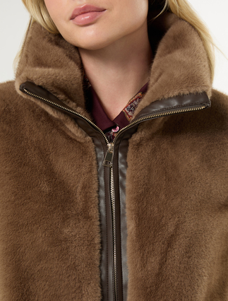 Fluffy-textured heavy jacket - HAZELNUT BROWN - Marina Rinaldi - 5