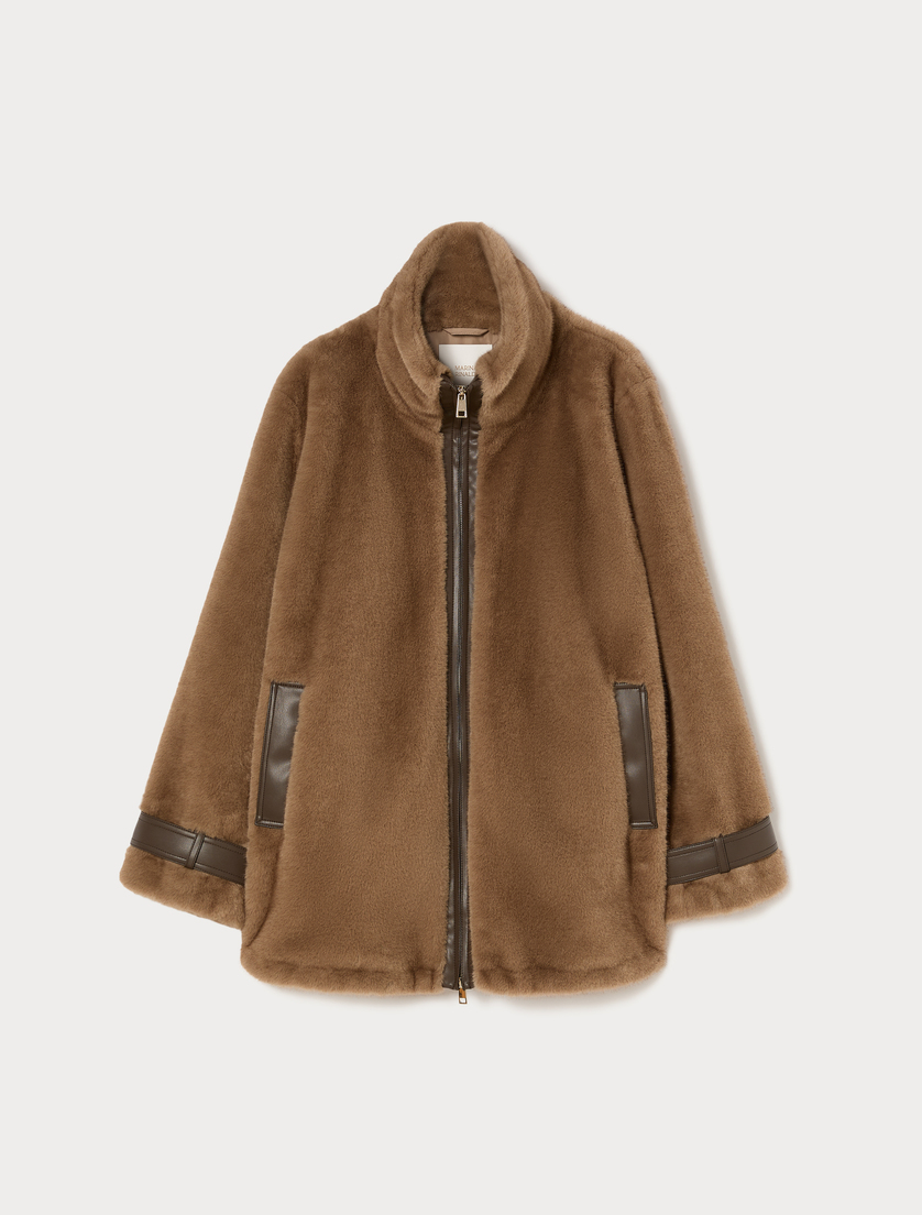Fluffy-textured heavy jacket - HAZELNUT BROWN - Marina Rinaldi