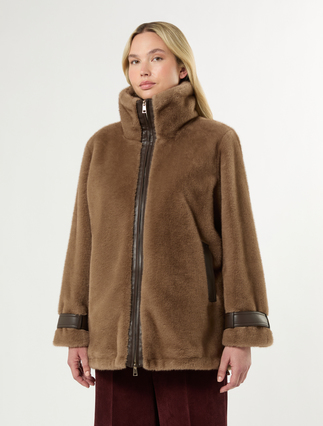 Fluffy-textured heavy jacket - HAZELNUT BROWN - Marina Rinaldi - 3