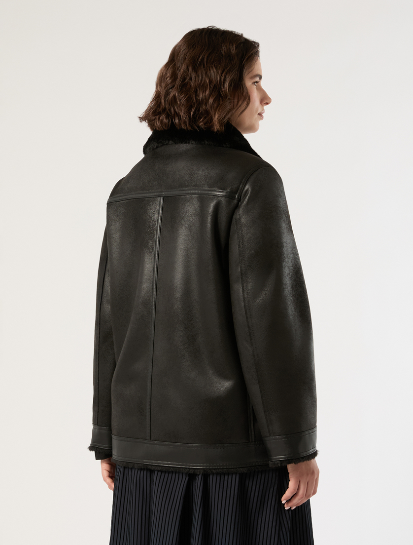 Fluffy-textured heavy jacket - BLACK - Marina Rinaldi - 4