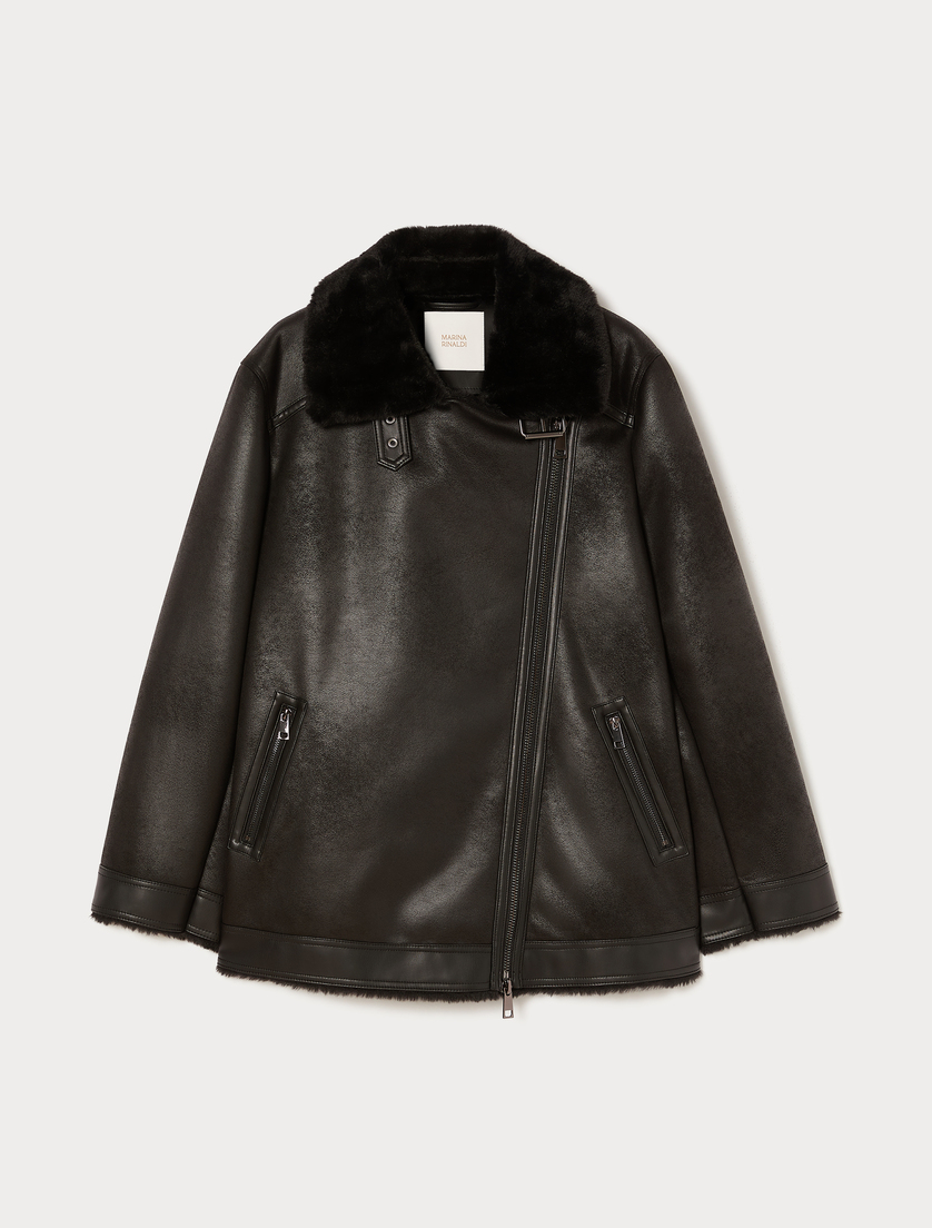 Fluffy-textured heavy jacket - BLACK - Marina Rinaldi