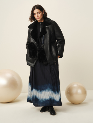Fluffy-textured heavy jacket - BLACK