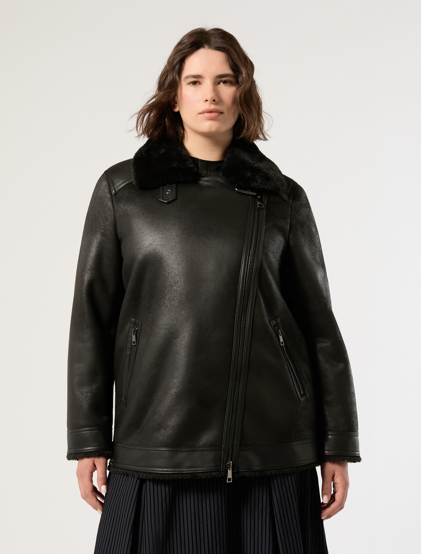 Fluffy-textured heavy jacket - BLACK - Marina Rinaldi - 3