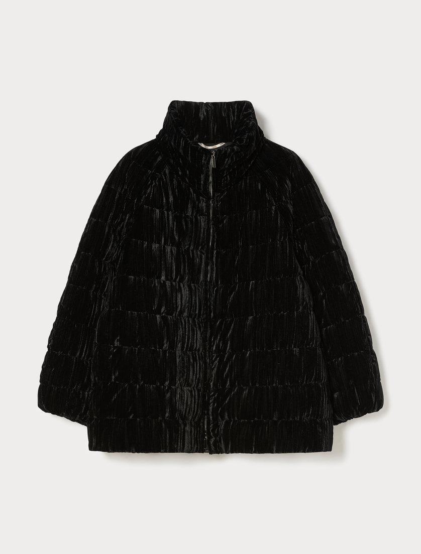 Water-repellent velvet padded jacket - BLACK - Marina Rinaldi