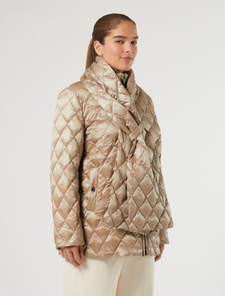 Water-repellent satin down jacket - BEIGE
