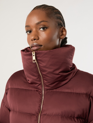 Water-repellent satin down jacket - BROWN BORDEAUX - Marina Rinaldi - 5