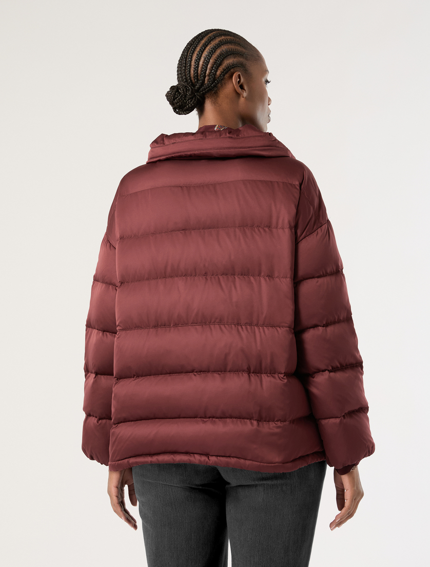 Water-repellent satin down jacket - BROWN BORDEAUX - Marina Rinaldi - 4