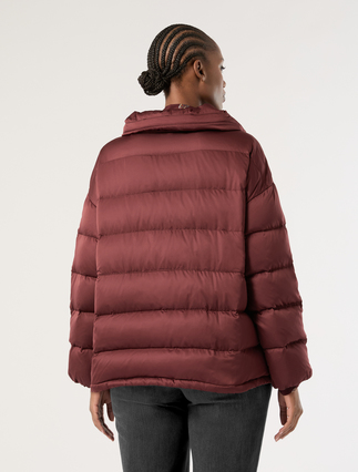 Water-repellent satin down jacket - BROWN BORDEAUX - Marina Rinaldi - 4