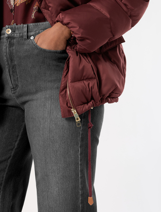 Water-repellent satin down jacket - BROWN BORDEAUX - Marina Rinaldi - 6