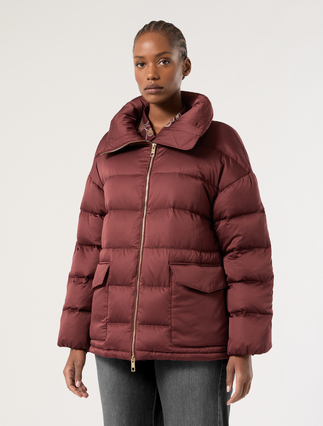 Water-repellent satin down jacket - BROWN BORDEAUX - Marina Rinaldi - 3