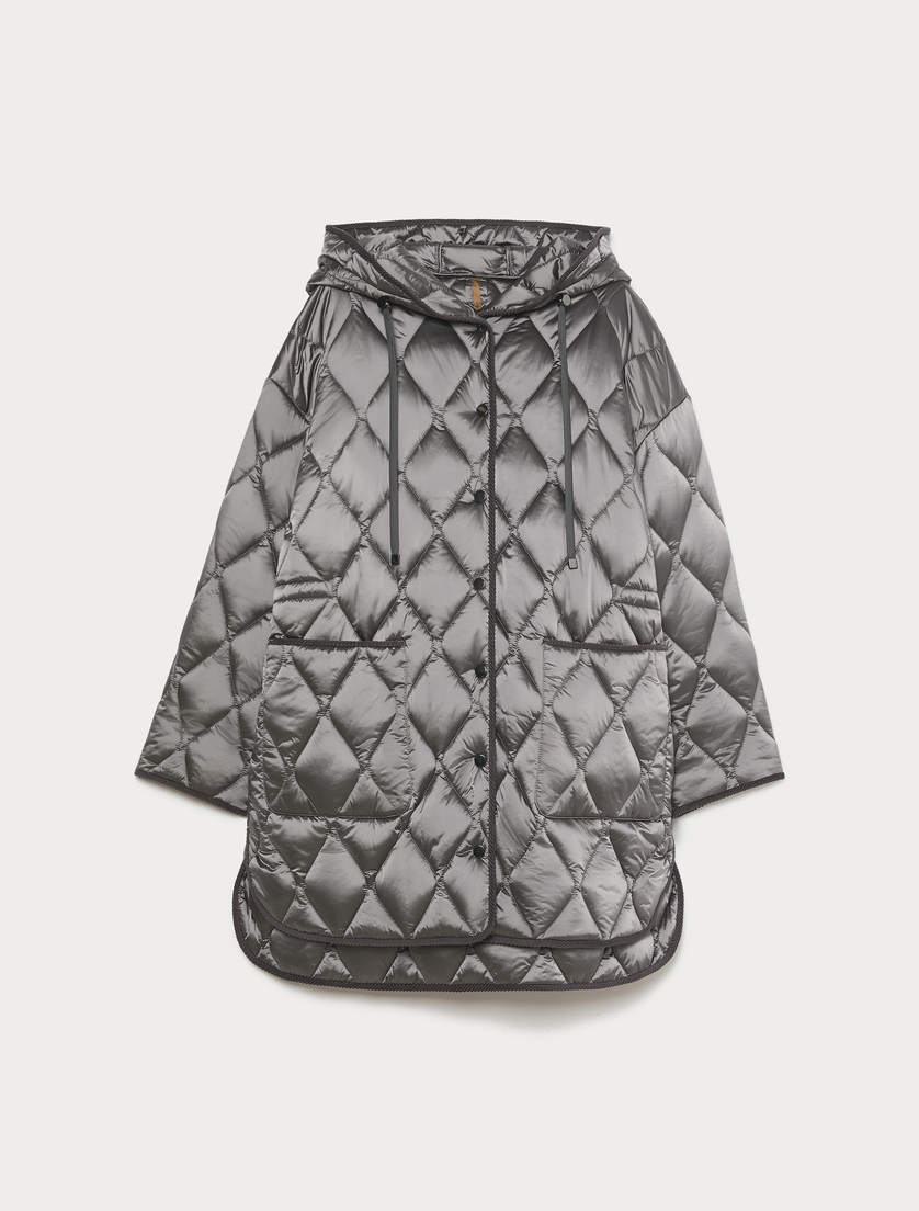 Iridescent nylon canvas padded jacket - MEDIUM GREY - Marina Rinaldi