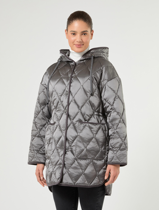 Iridescent nylon canvas padded jacket - MEDIUM GREY