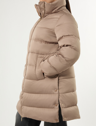 Water-repellent satin down jacket - HAZELNUT BROWN - Marina Rinaldi - 5