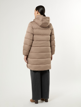 Water-repellent satin down jacket - HAZELNUT BROWN - Marina Rinaldi - 4