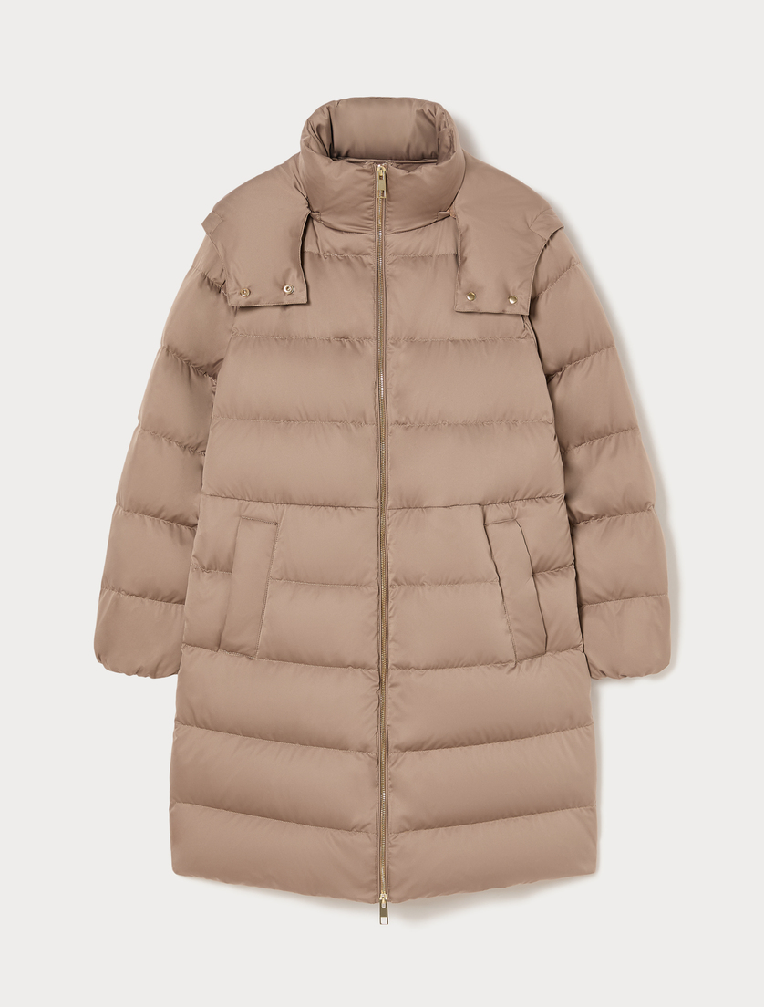 Water-repellent satin down jacket - HAZELNUT BROWN - Marina Rinaldi