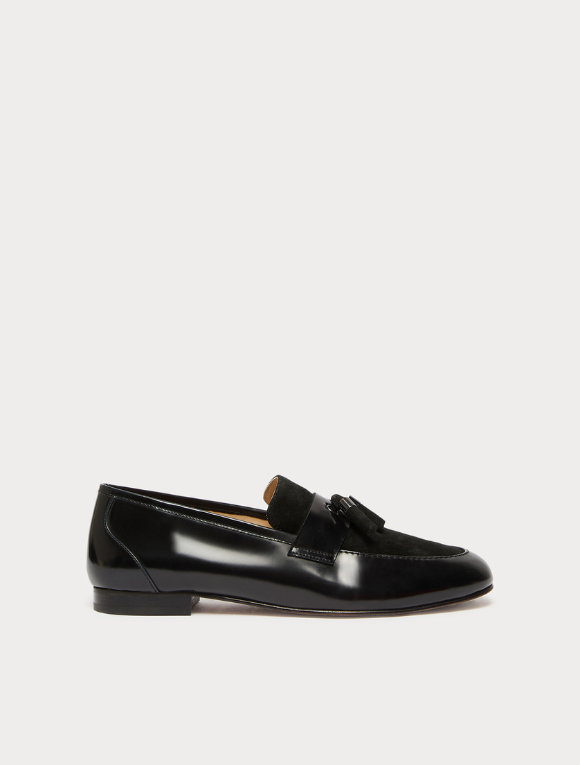 Leather and suede moccasins - BLACK - Marina Rinaldi