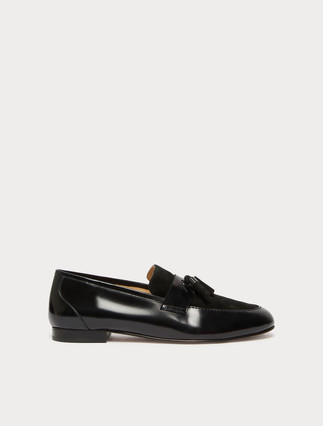 Leather and suede moccasins - BLACK