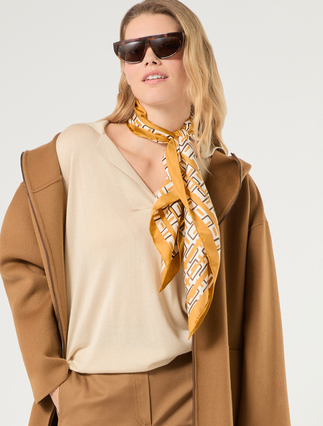 Silk twill scarf - OCHRE - Marina Rinaldi - 4