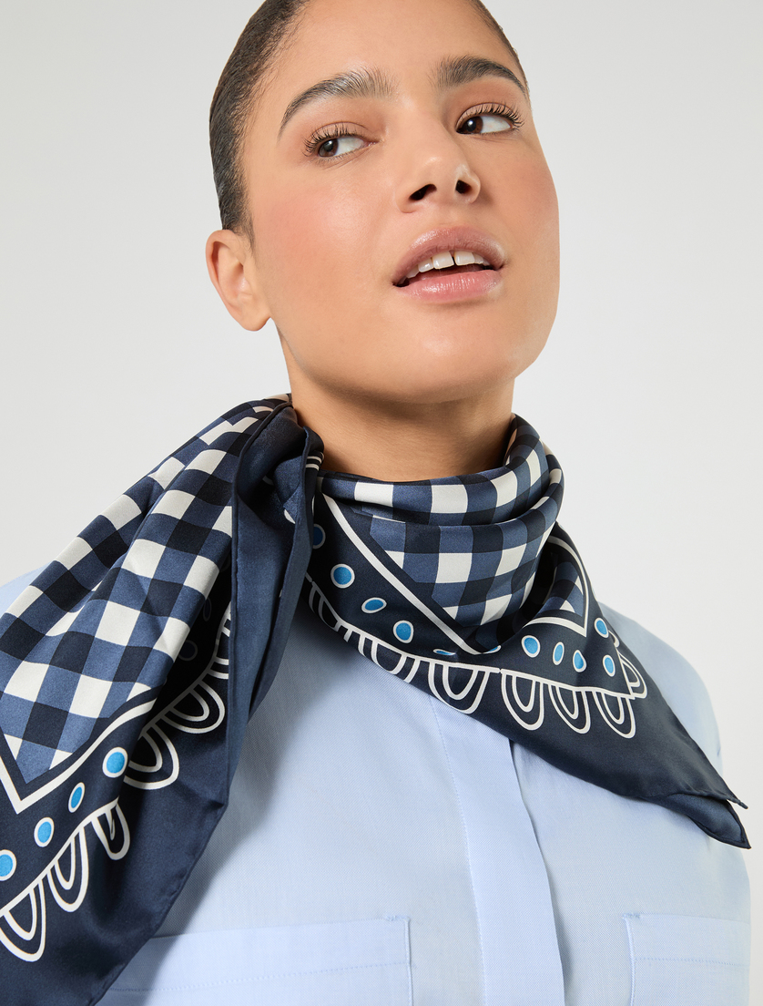 Foulard in twill di seta - BLU - Marina Rinaldi - 4