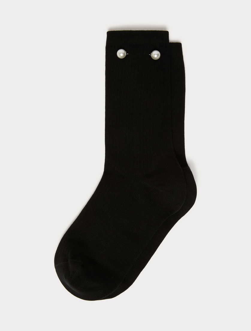 Cotton socks with pin detail - BLACK - Marina Rinaldi