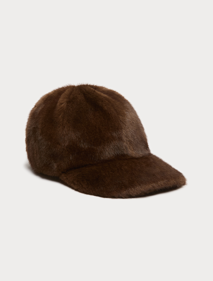 Baseballcap mit flauschiger Struktur - DUNKEL BRAUN - Marina Rinaldi