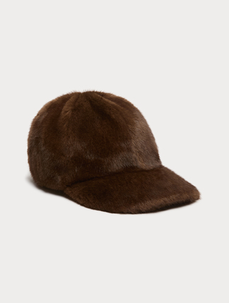 Baseballcap mit flauschiger Struktur - DUNKEL BRAUN - Marina Rinaldi - 1