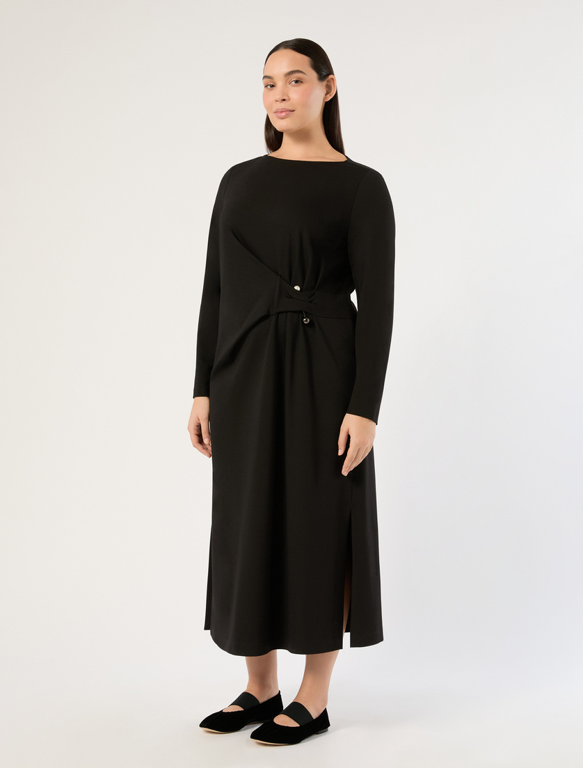 Pleated jersey dress - BLACK - Marina Rinaldi - 3