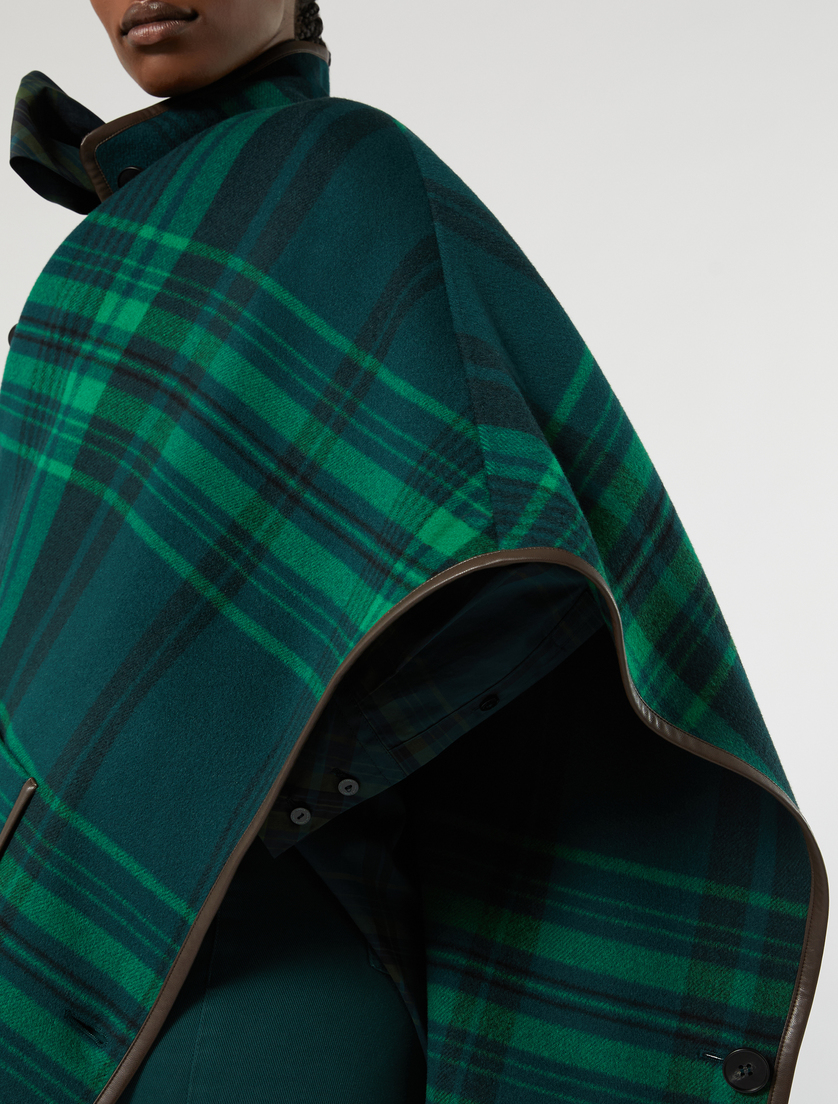 Double wool and nylon cape - DARK GREEN - Marina Rinaldi - 2