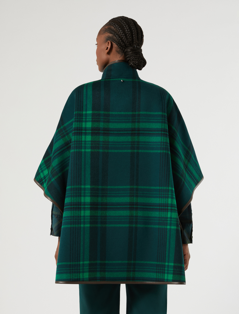 Double wool and nylon cape - DARK GREEN - Marina Rinaldi - 3