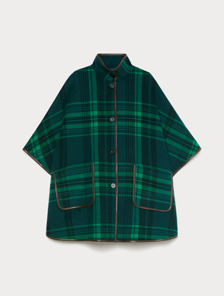 Double wool and nylon cape - DARK GREEN - Marina Rinaldi - 4