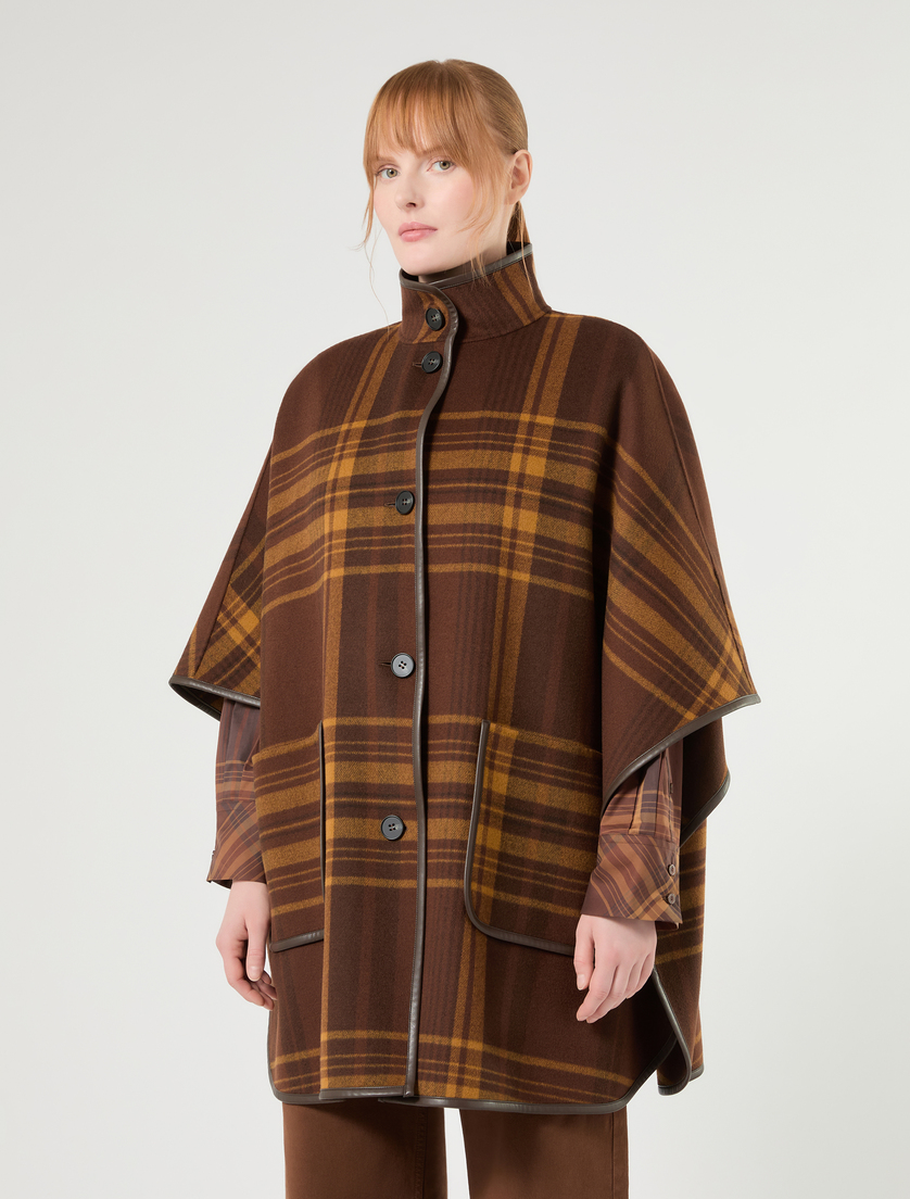 Double wool and nylon cape - BROWN - Marina Rinaldi