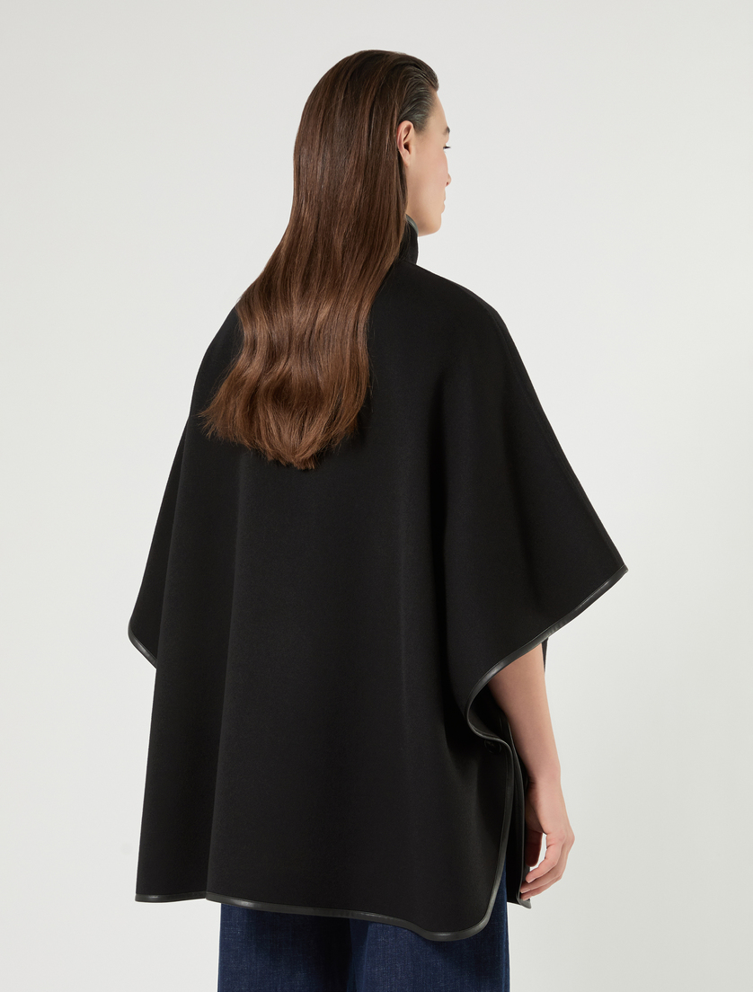 Double wool and nylon cape - BLACK - Marina Rinaldi - 4