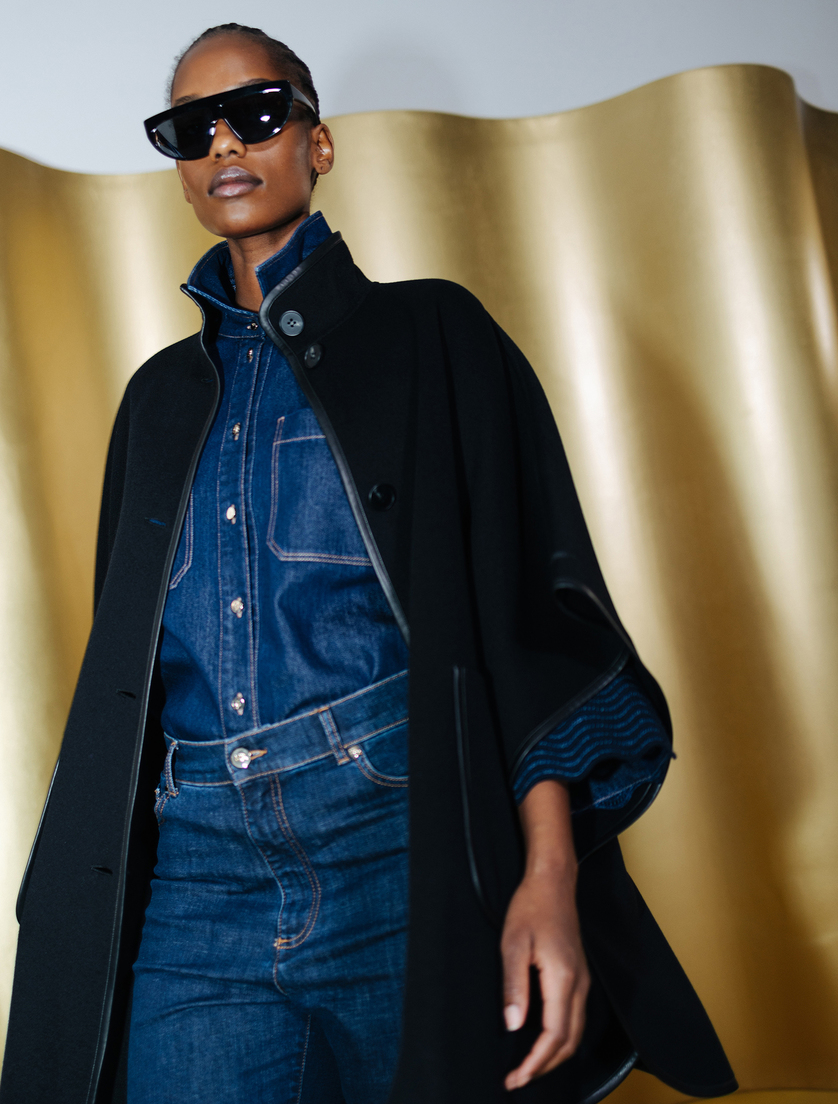 Double wool and nylon cape - Marina Rinaldi