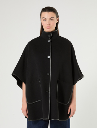 Cappa in double di lana e nylon - NERO