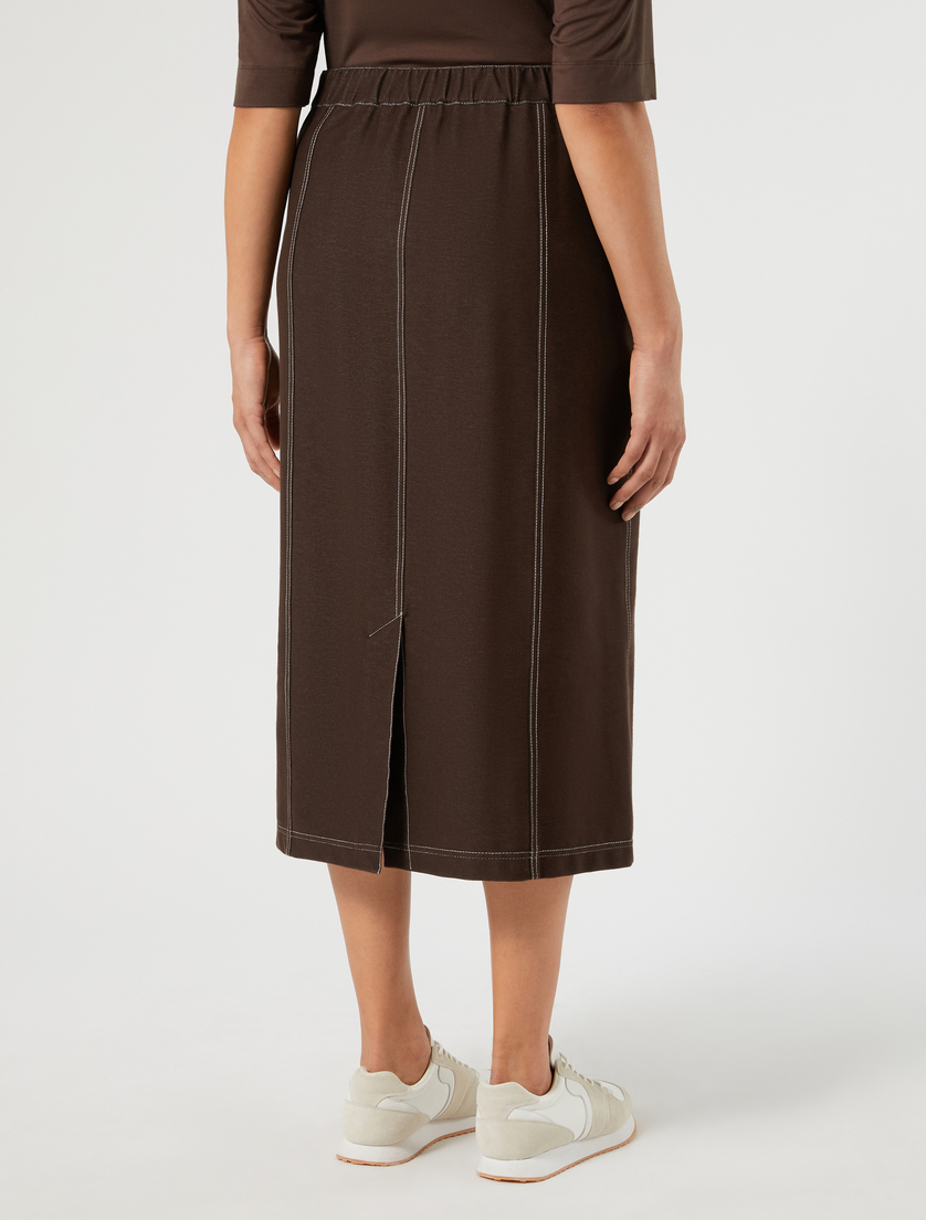 Denim jersey skirt - DARK BROWN - Marina Rinaldi - 4