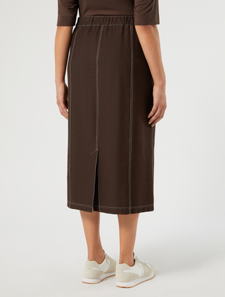 Denim jersey skirt - DARK BROWN - Marina Rinaldi - 4