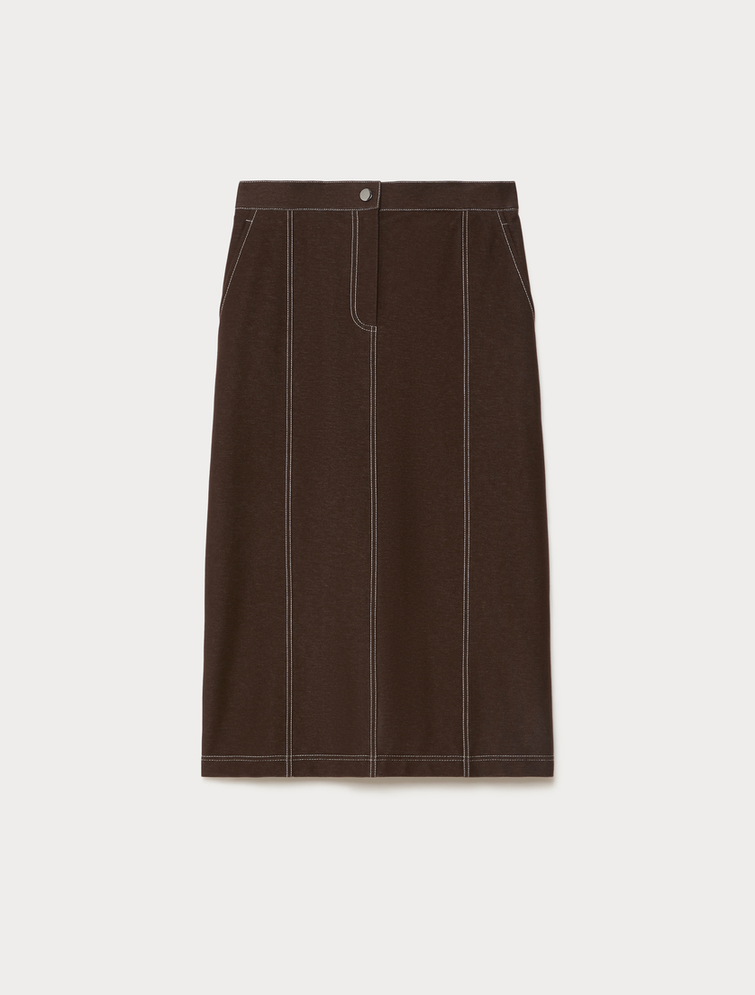 Denim jersey skirt - DARK BROWN - Marina Rinaldi