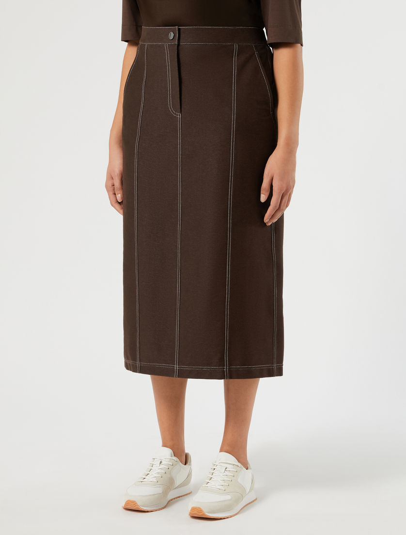 Denim jersey skirt - DARK BROWN - Marina Rinaldi - 3
