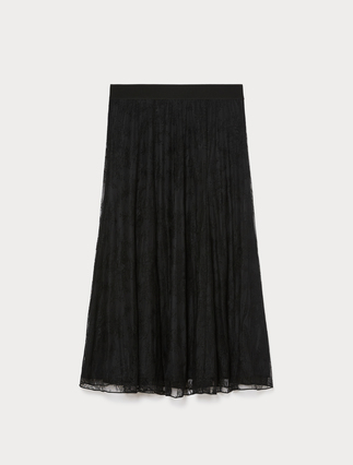Long lace skirt - BLACK