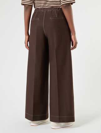 Denim-effect jersey trousers - DARK BROWN - Marina Rinaldi - 4
