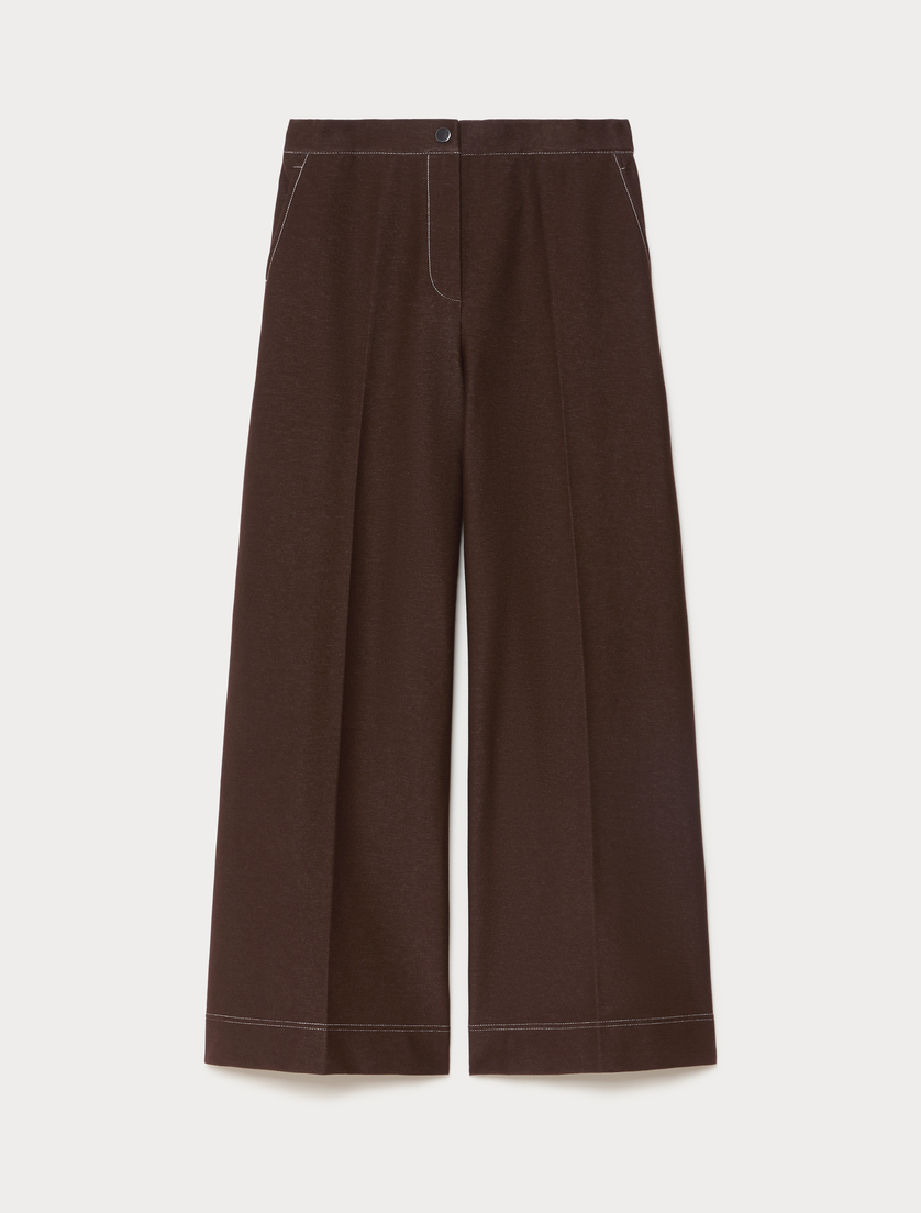 Denim-effect jersey trousers - DARK BROWN - Marina Rinaldi