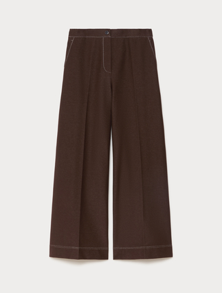 Denim-effect jersey trousers - DARK BROWN - Marina Rinaldi - 1