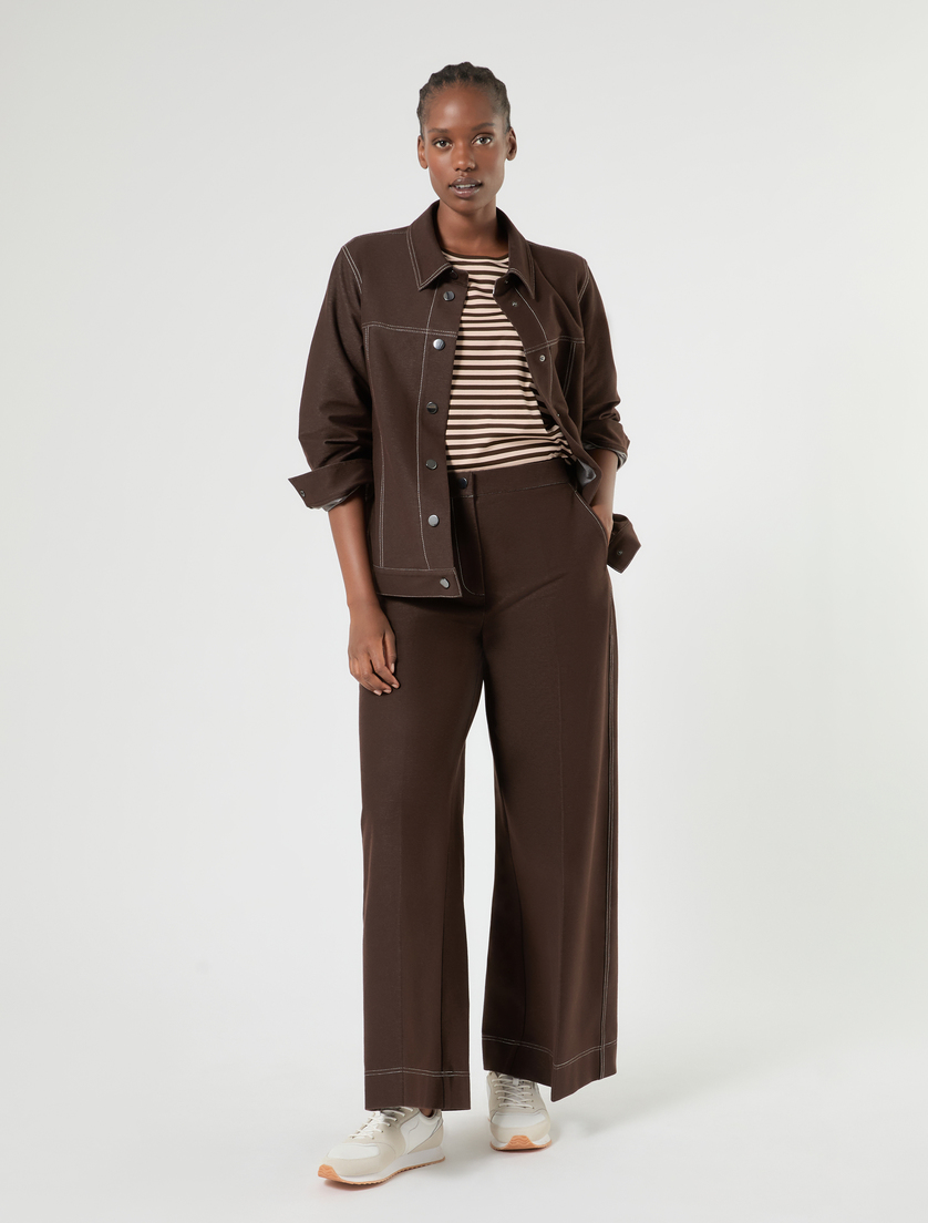 Denim-effect jersey trousers - DARK BROWN - Marina Rinaldi - 2