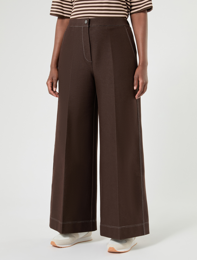 Denim-effect jersey trousers - DARK BROWN - Marina Rinaldi - 3