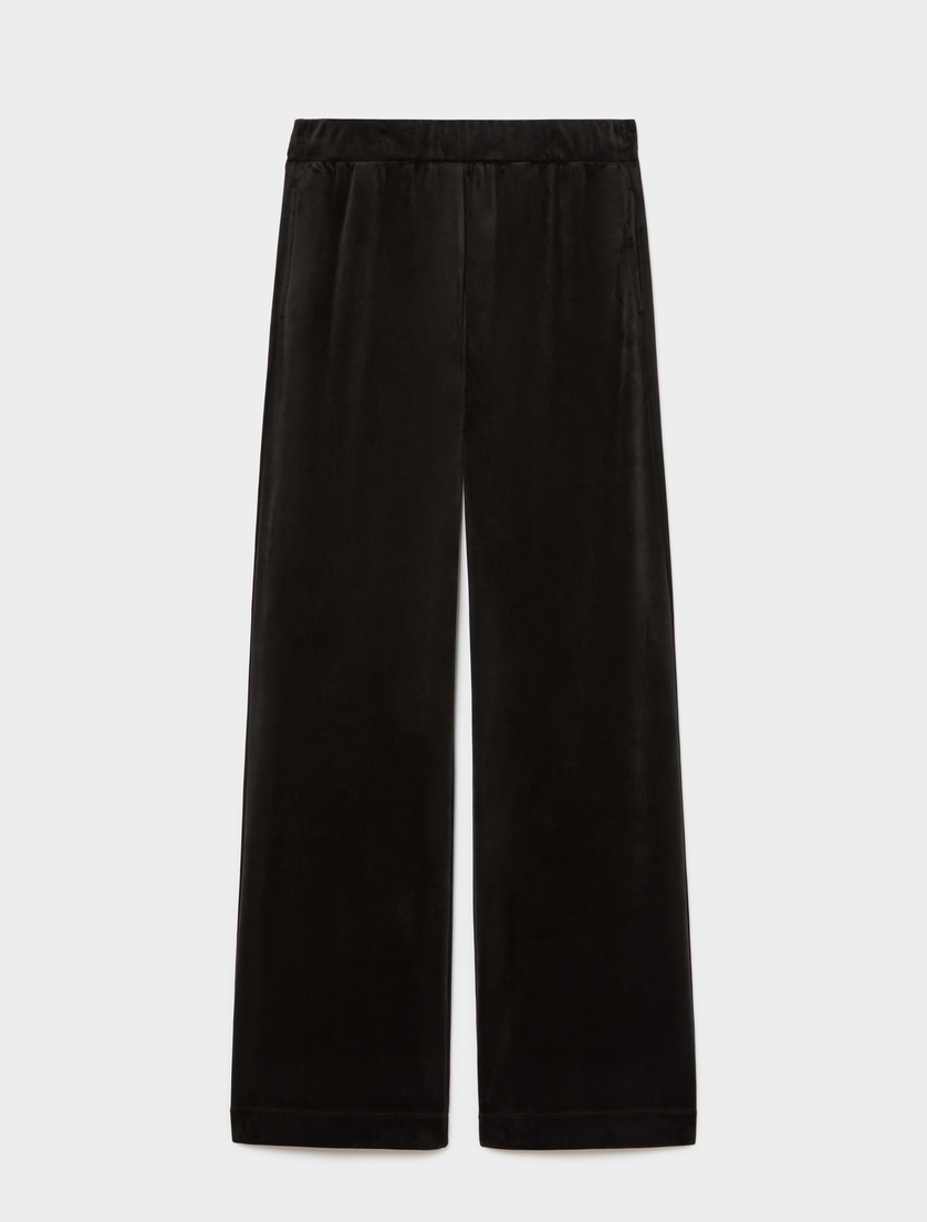 Chenille wide-leg trousers - BLACK - Marina Rinaldi