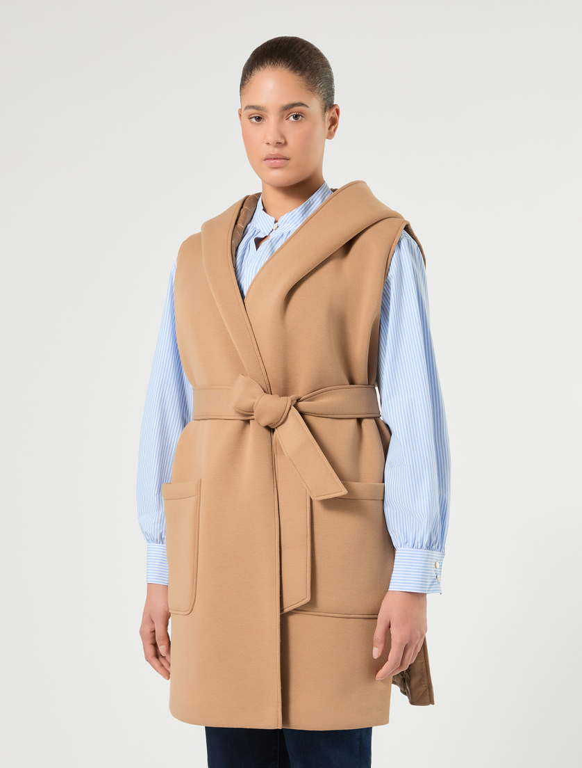 Reversible scuba jersey and nylon gilet - CAMEL - Marina Rinaldi - 5