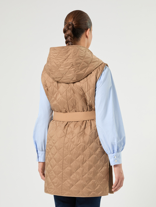 Reversible scuba jersey and nylon gilet - CAMEL - Marina Rinaldi - 4