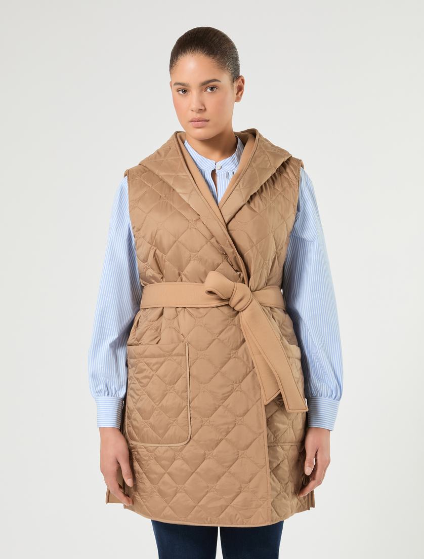 Reversible scuba jersey and nylon gilet - CAMEL - Marina Rinaldi - 3